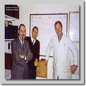 Cally Line Maint Office LGW North Finger - Les Stocks, Dick Patterson & Mike Gardner - May 1967